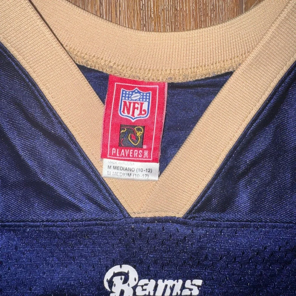 Reebok Marshall Faulk Rams Jersey Kids Medium Blue Excellent NFL 28